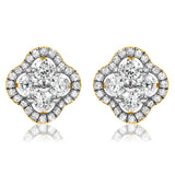 Diamond Clover Cluster Stud Earrings