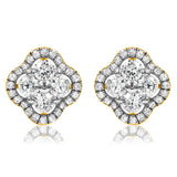 Diamond Clover Cluster Stud Earrings