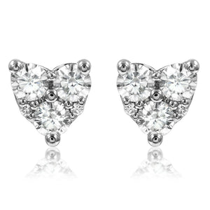 Heart Diamond Cluster Stud Earrings