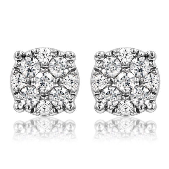 Diamond Cluster Stud Earrings