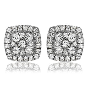 Cushion Diamond Halo Stud Earrings