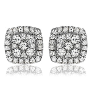 Cushion Diamond Halo Stud Earrings