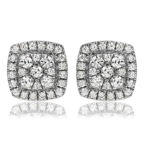 Cushion Diamond Halo Stud Earrings
