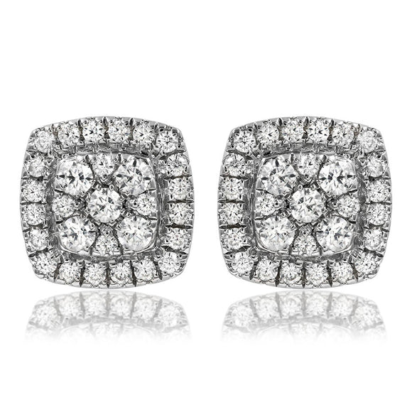 Cushion Diamond Halo Stud Earrings