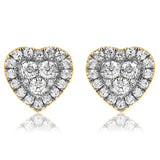 Heart Diamond Halo Stud Earrings