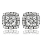 Cushion Diamond Halo Stud Earrings