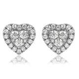 Heart Diamond Halo Stud Earrings