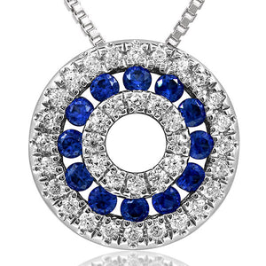 Gemstone Disc Pendant with Diamond Accent