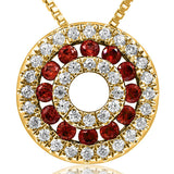 Gemstone Disc Pendant with Diamond Accent