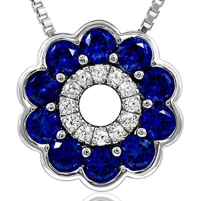 Floral Gemstone Pendant with Diamond Accent
