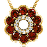 Floral Gemstone Pendant with Diamond Accent