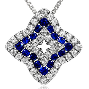 Cross Diamond Pendant with Sapphire Accent