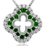 Clover Gemstone Pendant with Diamond Accent
