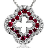 Clover Gemstone Pendant with Diamond Accent