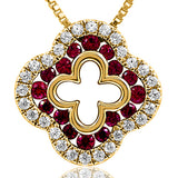 Clover Gemstone Pendant with Diamond Accent