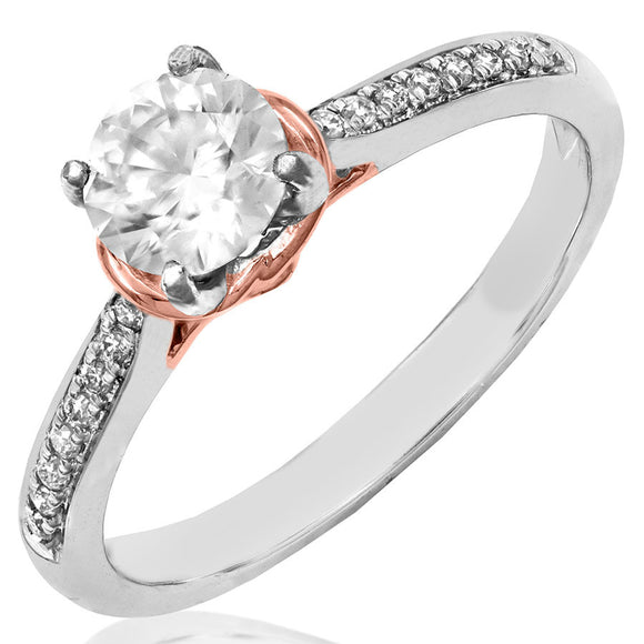 Diamond Semi-Mount Engagement Ring with Rose Gold Accent