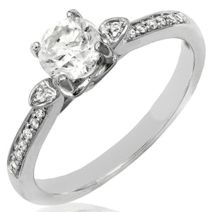 Diamond Semi-Mount Engagement Ring with Bead Set Band