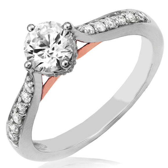 Diamond Semi-Mount Engagement Ring with Rose Gold Accent