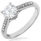 Diamond Semi-Mount Engagement Ring with Bead Set Band