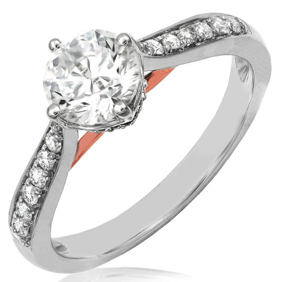 Diamond Semi-Mount Engagement Ring with Rose Gold Accent