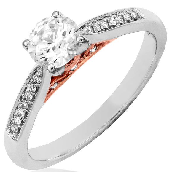 Diamond Semi-Mount Engagement Ring with Rose Gold Accent