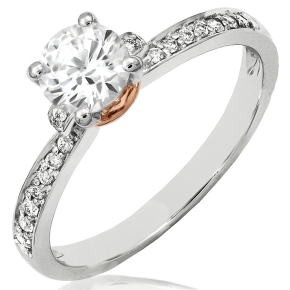 Diamond Semi-Mount Engagement Ring with Rose Gold Accent