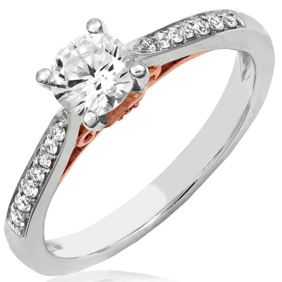 Diamond Semi-Mount Engagement Ring with Rose Gold Accent