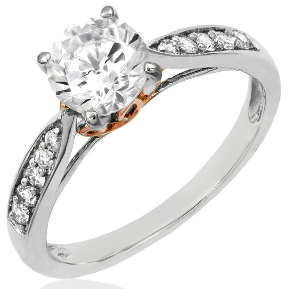 Diamond Semi-Mount Engagement Ring with Rose Gold Accent