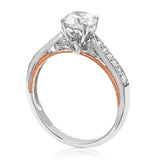 Diamond Semi-Mount Engagement Ring with Rose Gold and Milgrain Accent