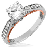 Diamond Semi-Mount Engagement Ring with Rose Gold and Milgrain Accent