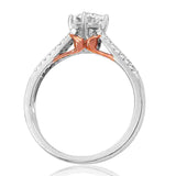 Double Row Semi-Mount Diamond Engagement Ring with Rose Gold Accent