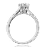 Double Row Semi-Mount Diamond Engagement Ring with Rose Gold Accent