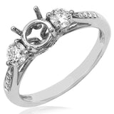 Three-Stone Semi-Mount Diamond Engagement Ring