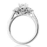 Three-Stone Semi-Mount Diamond Engagement Ring