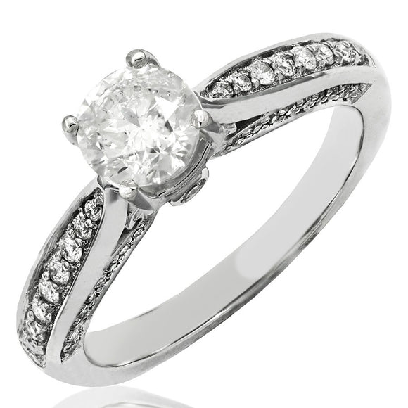 Diamond Semi-Mount Engagement Ring with Side Band Details