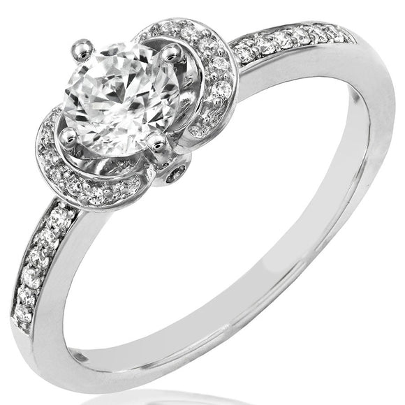 Diamond Semi-Mount Engagement Ring with Bead Set Band