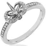 Diamond Semi-Mount Engagement Ring with Bead Set Band