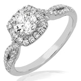 Cushion Semi-Mount Diamond Halo Twist Ring