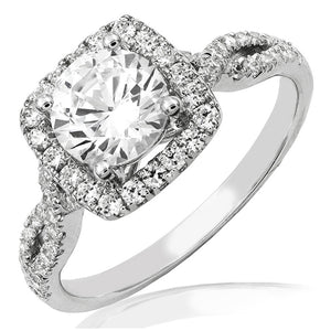 Cushion Semi-Mount Diamond Halo Twist Ring