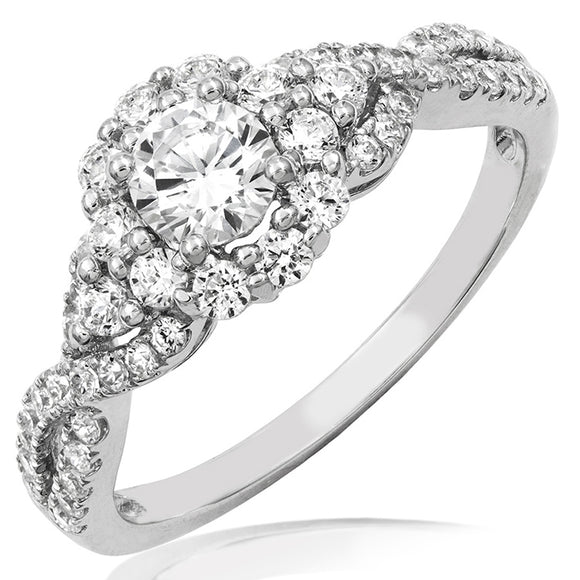 Intricate Semi-Mount Diamond Halo Twist Ring