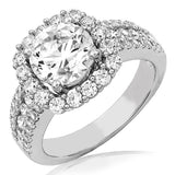 Cushion Semi-Mount Diamond Halo Ring with Composite Diamond Band