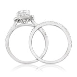 Cushion Semi-Mount Diamond Halo Bridal Ring Set