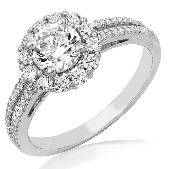 Diamond Halo Semi-Mount Ring with Split Shoulders