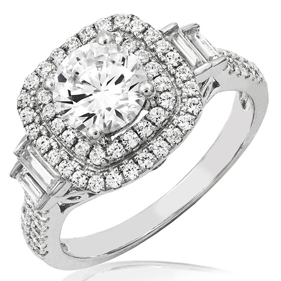 Cushion Semi-Mount Diamond Composite Engagement Ring
