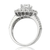 Cushion Semi-Mount Diamond Composite Engagement Ring with Triple Shank