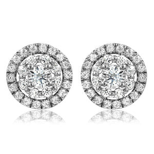 Diamond Halo Semi-Mount Stud Earrings