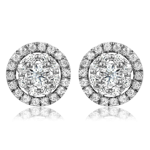 Diamond Halo Semi-Mount Stud Earrings