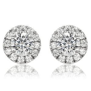 Diamond Halo Semi-Mount Stud Earrings