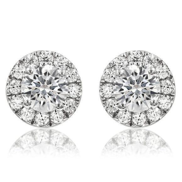 Diamond Halo Semi-Mount Stud Earrings