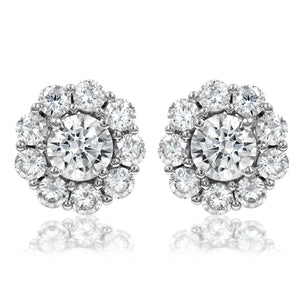 Floral Semi-Mount Diamond Halo Stud Earrings